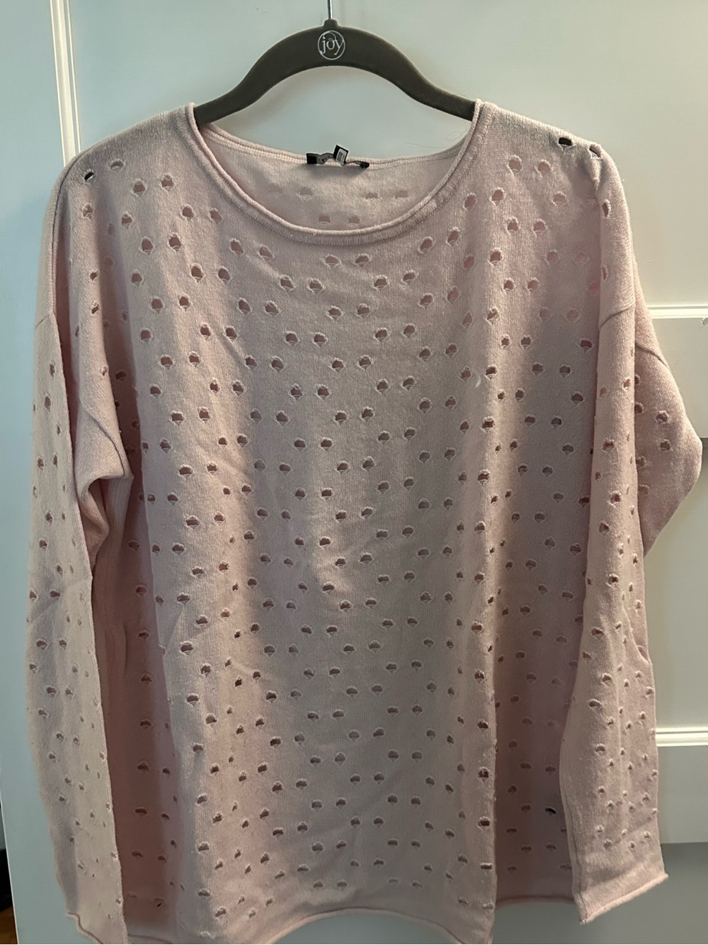 Lafayette 148 New York Light Pink Perforated Cashmere Pullover